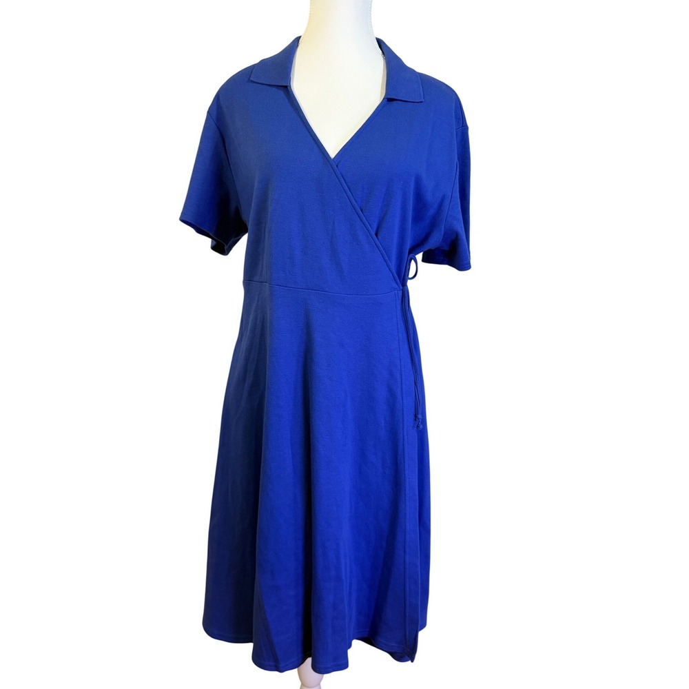 Classic Royal Blue Wrap Midi Dress